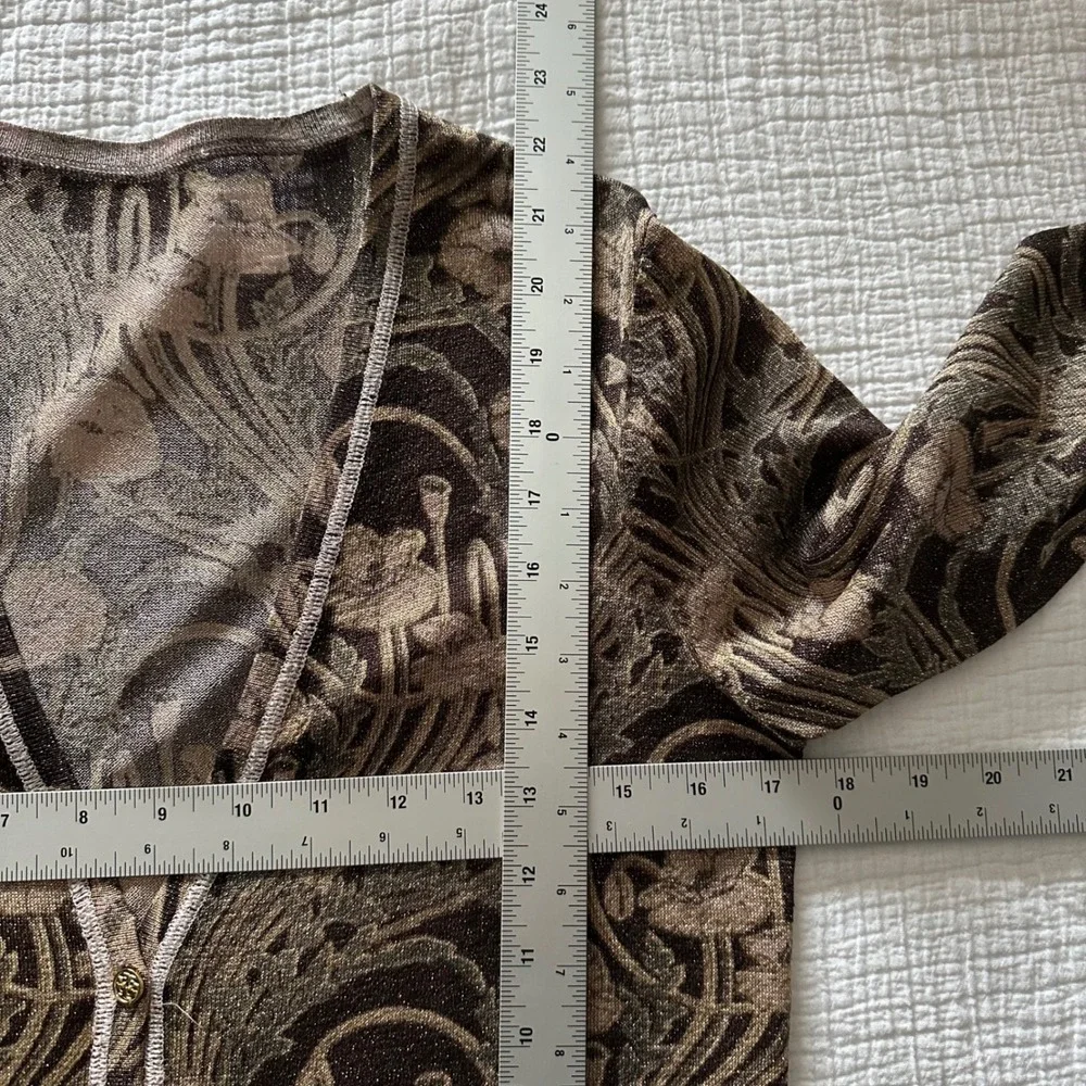 Tory Burch Vanessa Metallic Floral Jacquard Cardigan –‎ Brown & Gold
